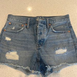 Madewell relaxed mid length denim. Brockport wash